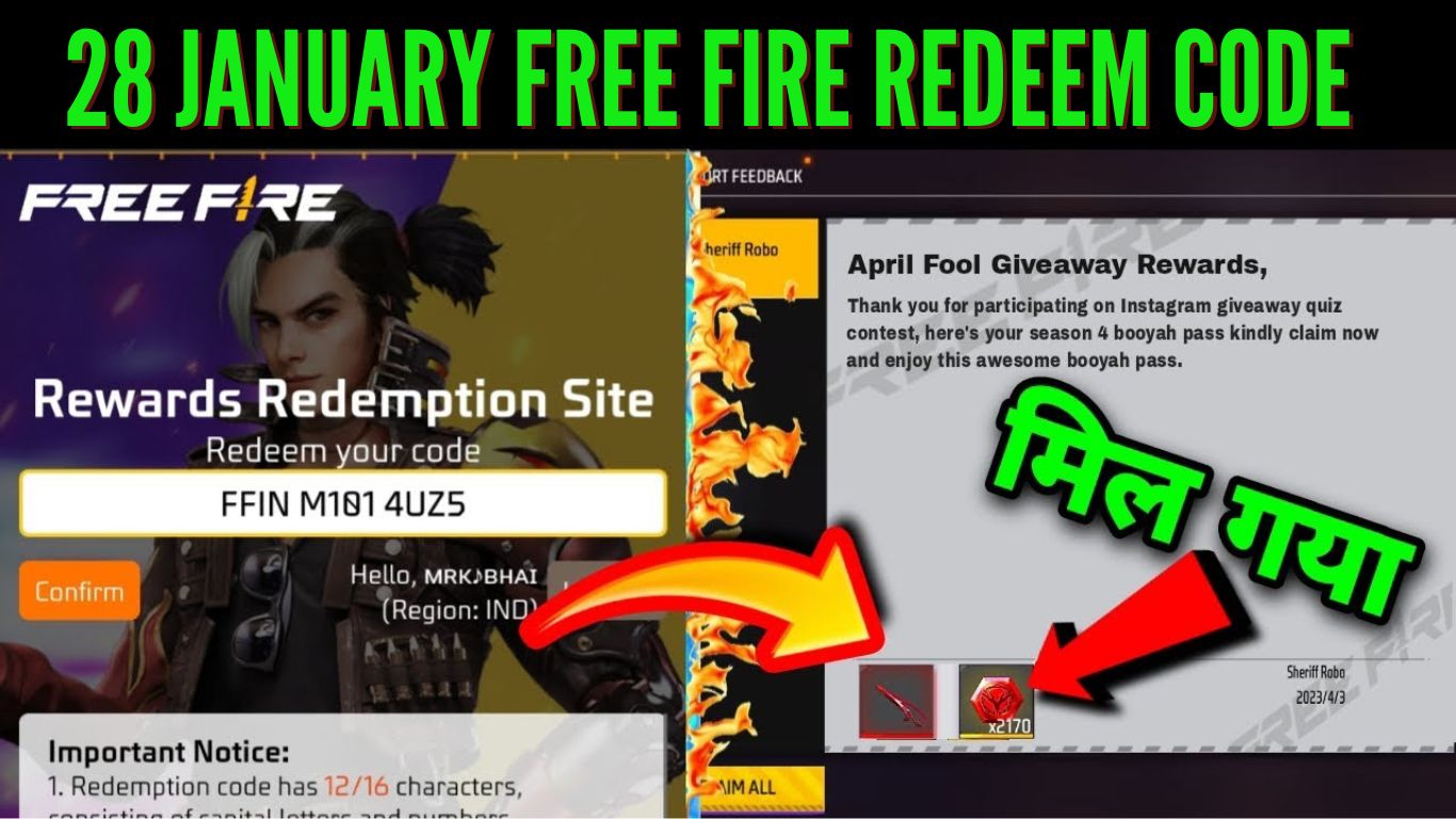 free fire redeem code for 15 march